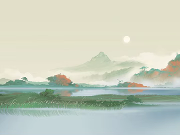 New Chinese-style Green Landscape Decorative Painting texture (ID:ffaeh535184)