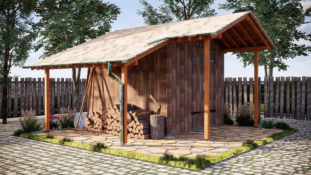Country Style Solid Wood Outdoor Storage Cabin texture