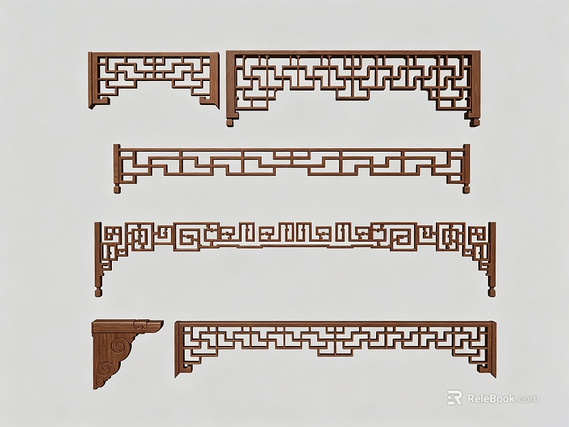 Chinese dark brown wood carved door and window decoration texture