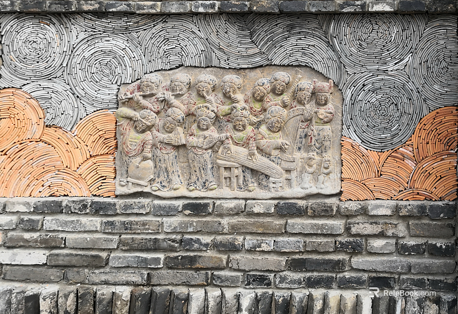 Old brick wall in relief texture
