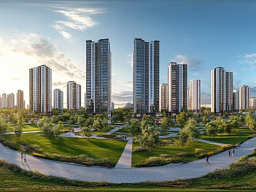 Clean Greenbelt City Panorama HDR texture (ID:ffach852950)