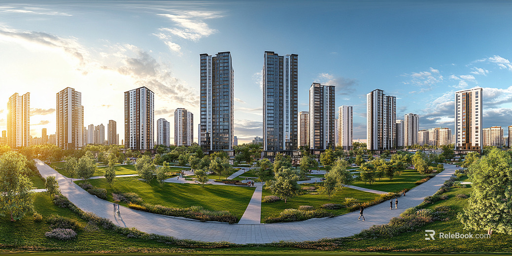 Clean Greenbelt City Panorama HDR texture