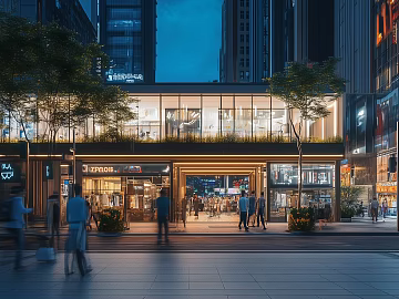 Modern City Street Night Pedestrian Street 3d model