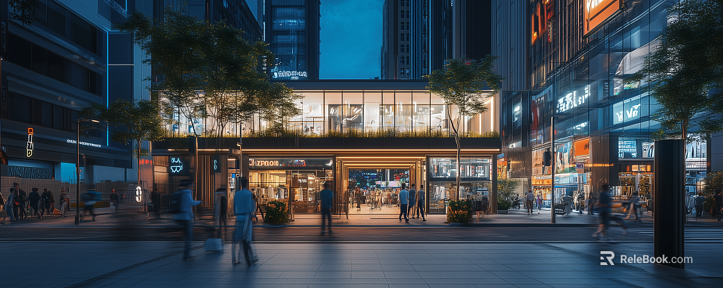 Modern City Street Night Pedestrian Street texture