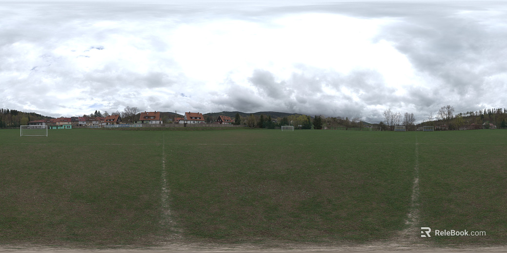 Outdoor football field cloudy panoramic HDR texture