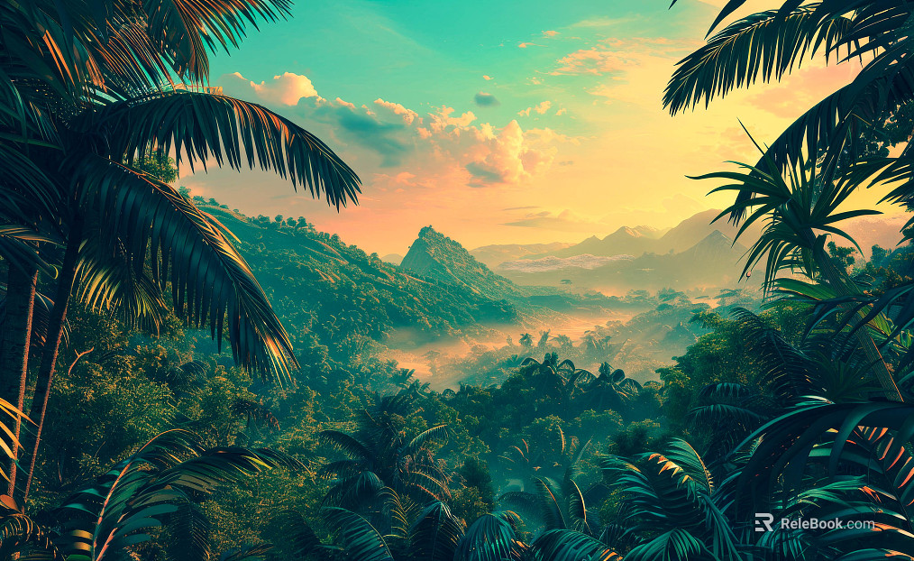 European Literary Plants Tropical Rainforest Wallpaper texture