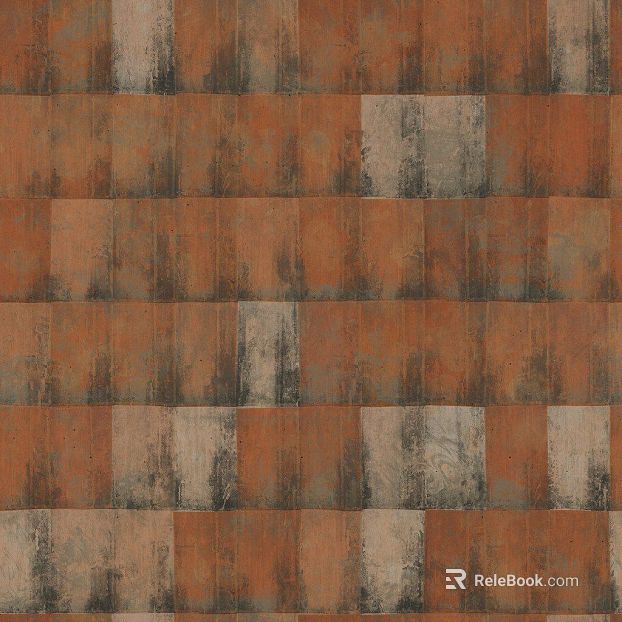 Orange gray old metal brick wall floor tile texture