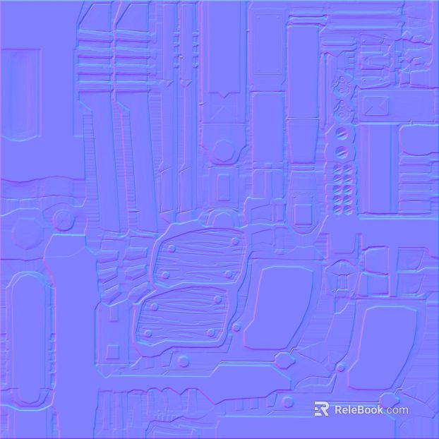 Blue purple mechanical structure normal map texture