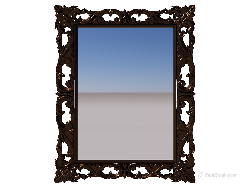 Dark brown European carved wood frame texture
