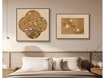 New Chinese Style Flower and Bird Decorative Painting Bedroom Hanging Painting texture (ID:ffaeh635196)