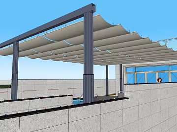 Light gray stone courtyard sunshade gallery 3d model