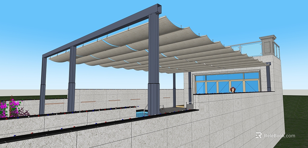 Light gray stone courtyard sunshade gallery texture