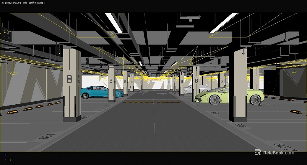 Modern underground parking indoor scene texture