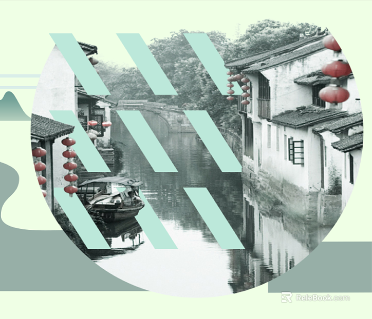Water Town Landscape Decorative Painting texture