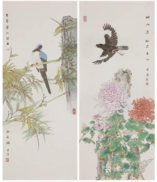 flower-and-bird painting texture
