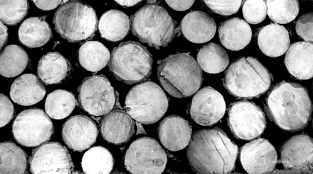 Black and White Log Cross Section Wood Raw Material texture