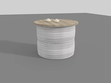 Quiet wind wooden tire tea table living room 3d model
