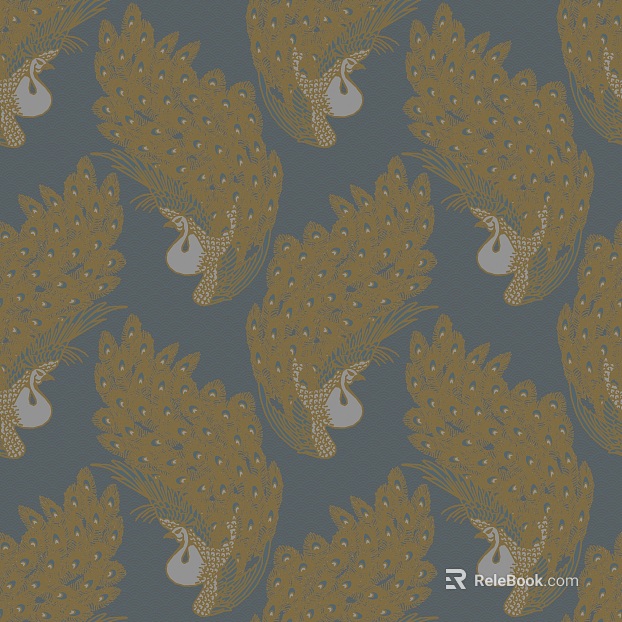 Blue gold peacock animal pattern wallpaper texture