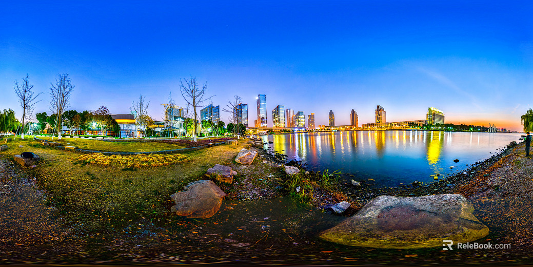 City Park Artificial Lake Dusk HDR texture