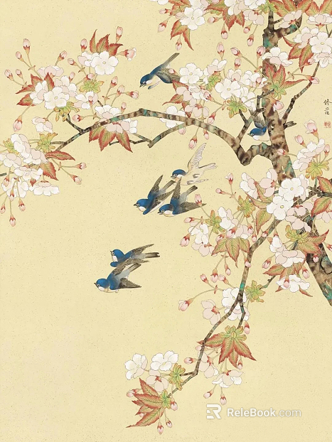 flower-and-bird painting texture