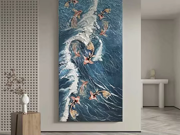 Modern Blues Koi Hallway Decorative Painting texture (ID:ffaeh376716)