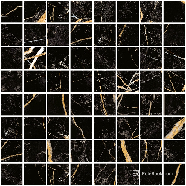 Light Luxury Black Golden Flower Tile Living Room Floor texture