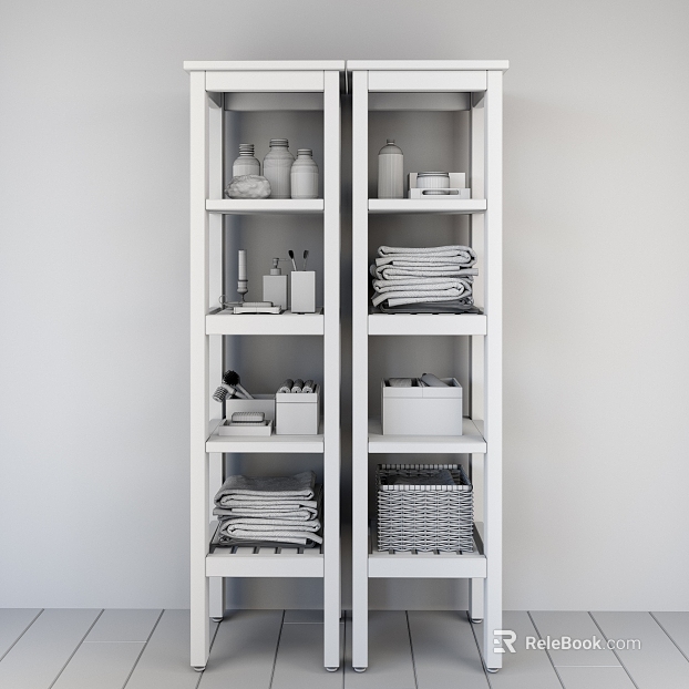 Simple Style White Solid Wood Bathroom Rack texture