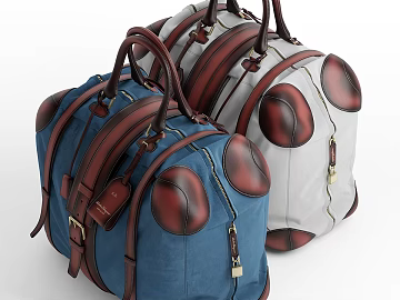 Blue Grey and Red Leather Travel Tote texture (ID:ffaeh843526)