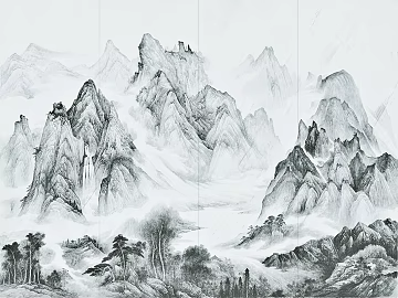 New Chinese Style Light Color Landscape Marble Rock Slab texture (ID:ffach916411)