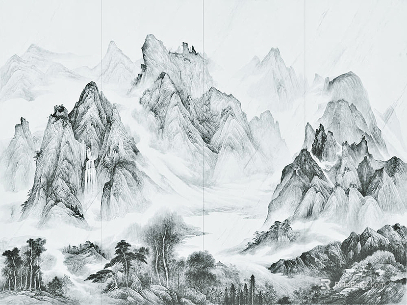 New Chinese Style Light Color Landscape Marble Rock Slab texture