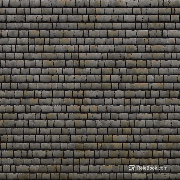 Green gray tile ancient building roof texture