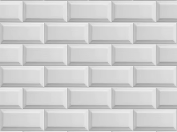 Brick wall white bright kitchen wall tiles 3d model