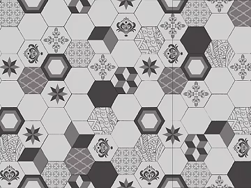 Hexagonal Brick Black Edge Geometric Floor Tile texture (ID:ffagg94227)