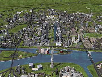 Aerial View of Modern City Riverside City texture (ID:ffaeh669346)