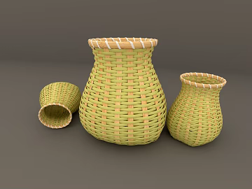 Light Green Bamboo Storage Basket Home Storage 3d model