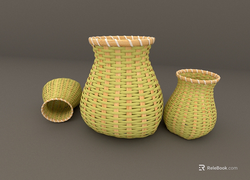 Light Green Bamboo Storage Basket Home Storage texture