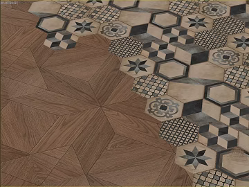 Retro Style Brown Wood Patchwork Tile Indoor Floor texture (ID:ffaeh425824)
