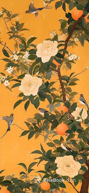 flower-and-bird painting texture