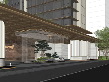 Modern Light Luxury Commercial Building Entrance texture (ID:ffaeh822884)