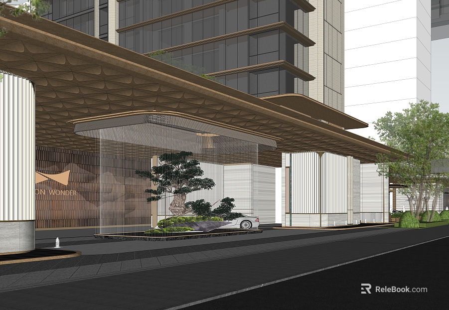Modern Light Luxury Commercial Building Entrance texture