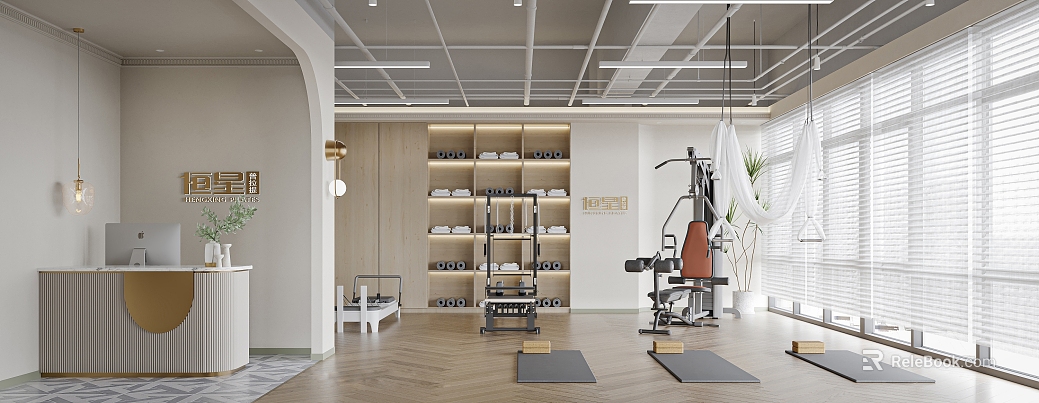 Modern Light Brown Wood Floor Fitness Studio texture