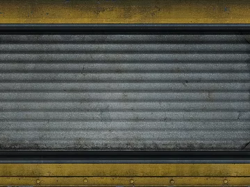 Industrial Wind Yellow Grey Corrugated Sheet Metal Door Panel 3d model