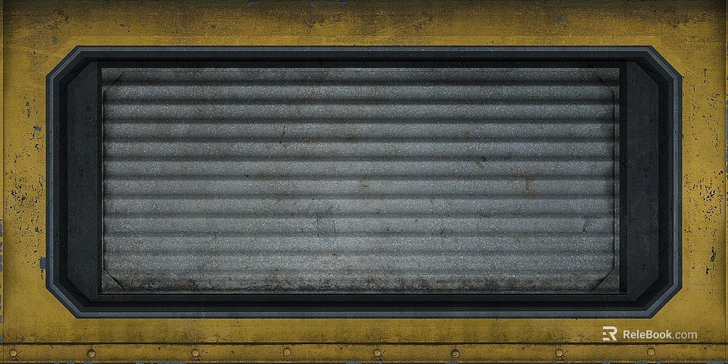 Industrial Wind Yellow Grey Corrugated Sheet Metal Door Panel texture
