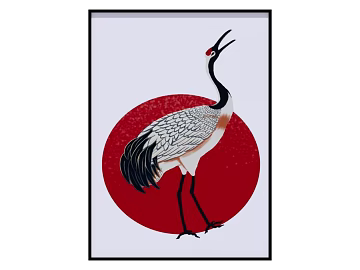 Chinese Red Bottom Crane Animal Decorative Painting 3d model