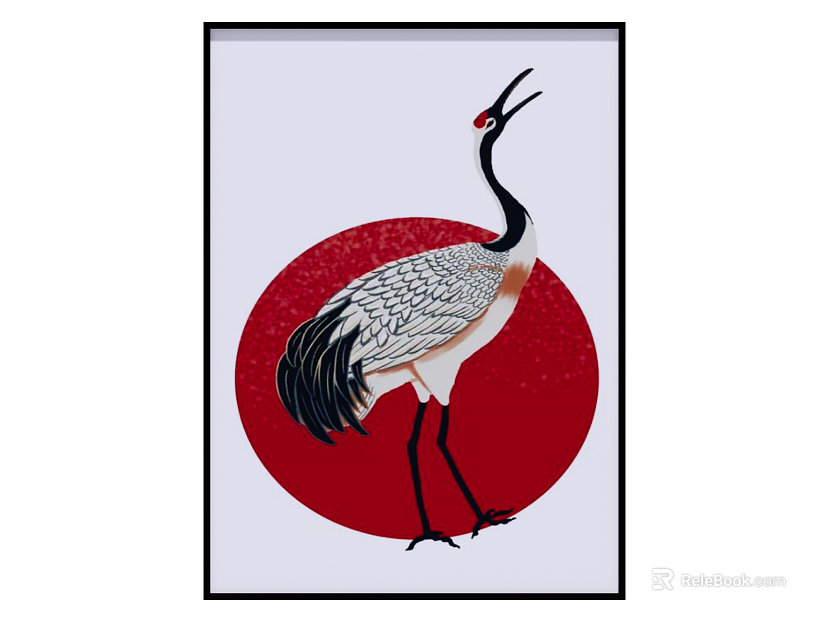 Chinese Red Bottom Crane Animal Decorative Painting texture
