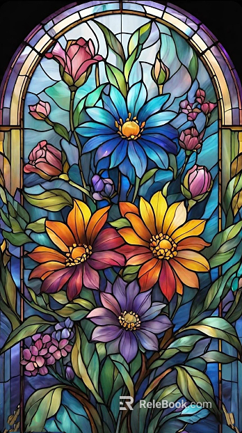 Vintage Light Luxury Color Art Pattern Stained Glass texture