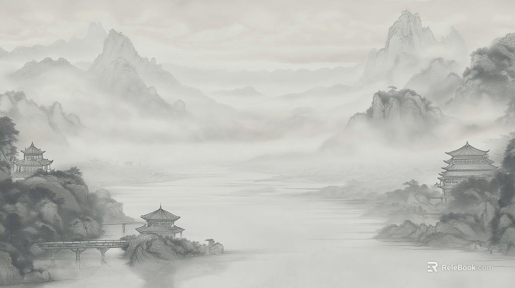 New Chinese Style Mural Decorative Painting texture