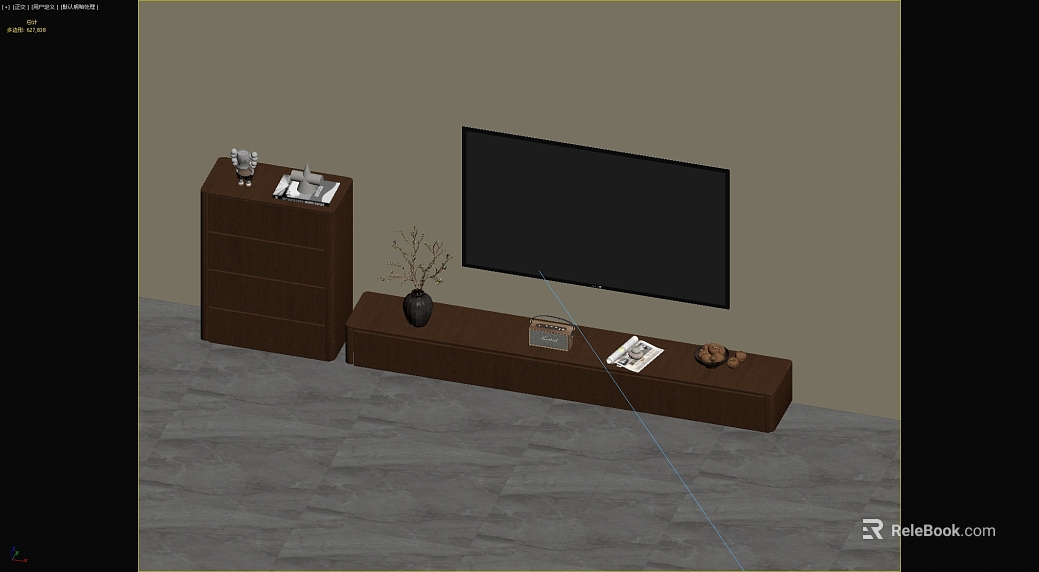 Dark Brown Walnut Living Room TV Cabinet Combination texture