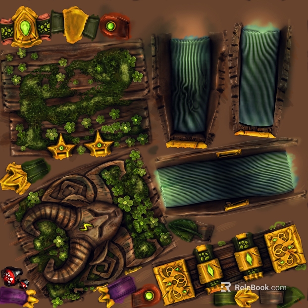 Fantasy Wind Green Brown Wood Grain Board Game Scene texture
