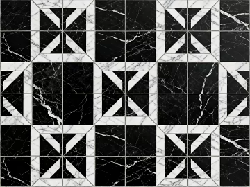 Modern Middle Ancient Style Black and White Stone Parquet Geometric Pattern Water Knife Stone Parquet Floor Tile Light Luxury Black and White Parquet Marble texture (ID:ffaeh805927)
